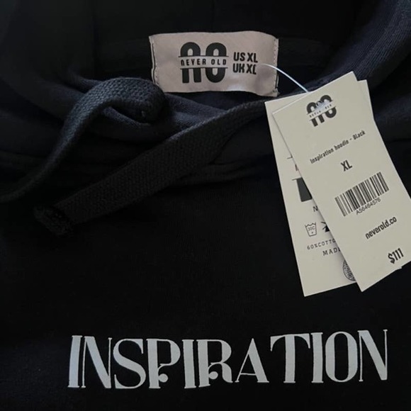 Never Old Inspiration Graphic Hoodie Sweatshirt Black, NWT-XL - Picture 3 of 7